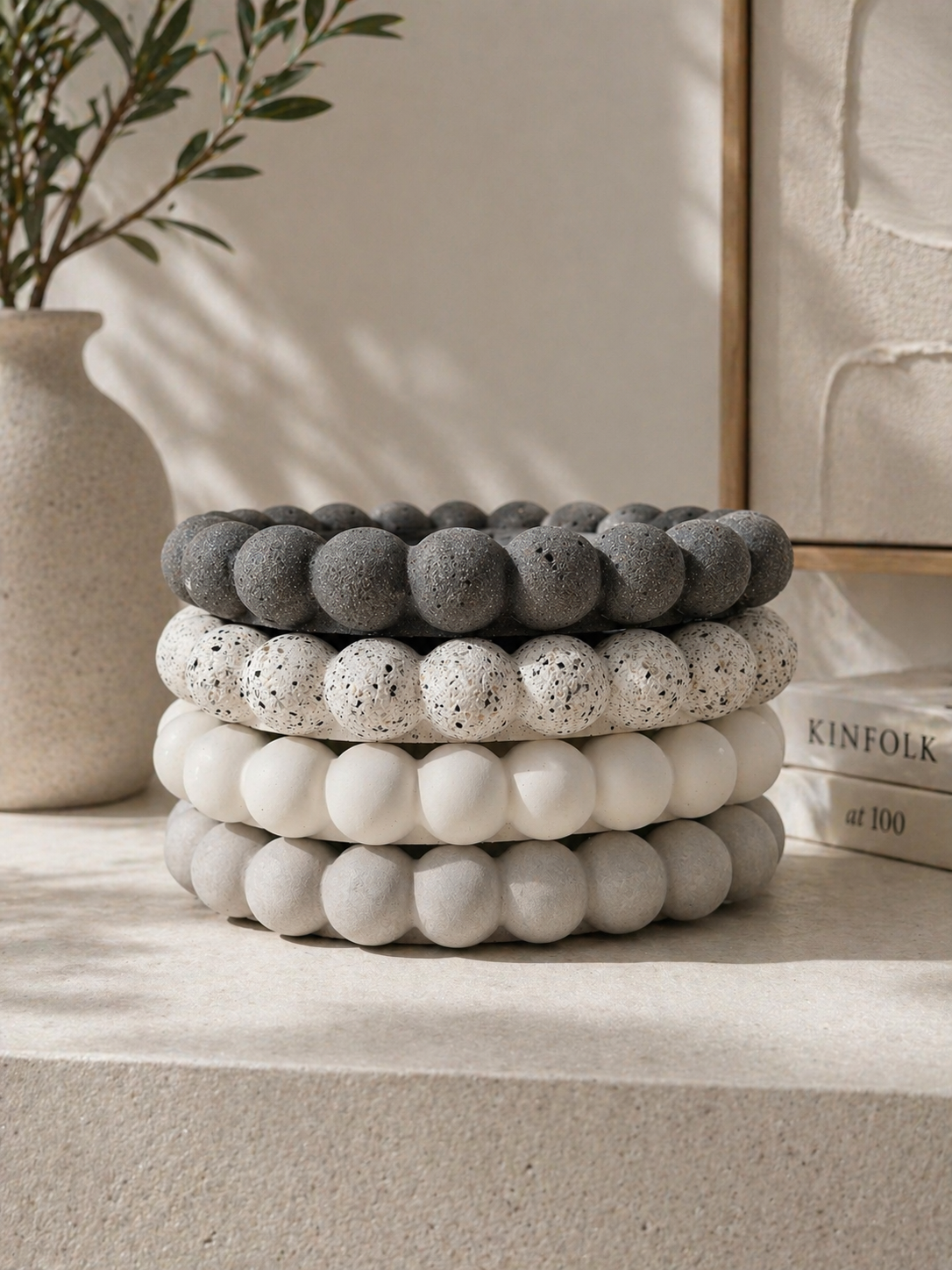 Concrete bubble heart coaster, decorative tray
