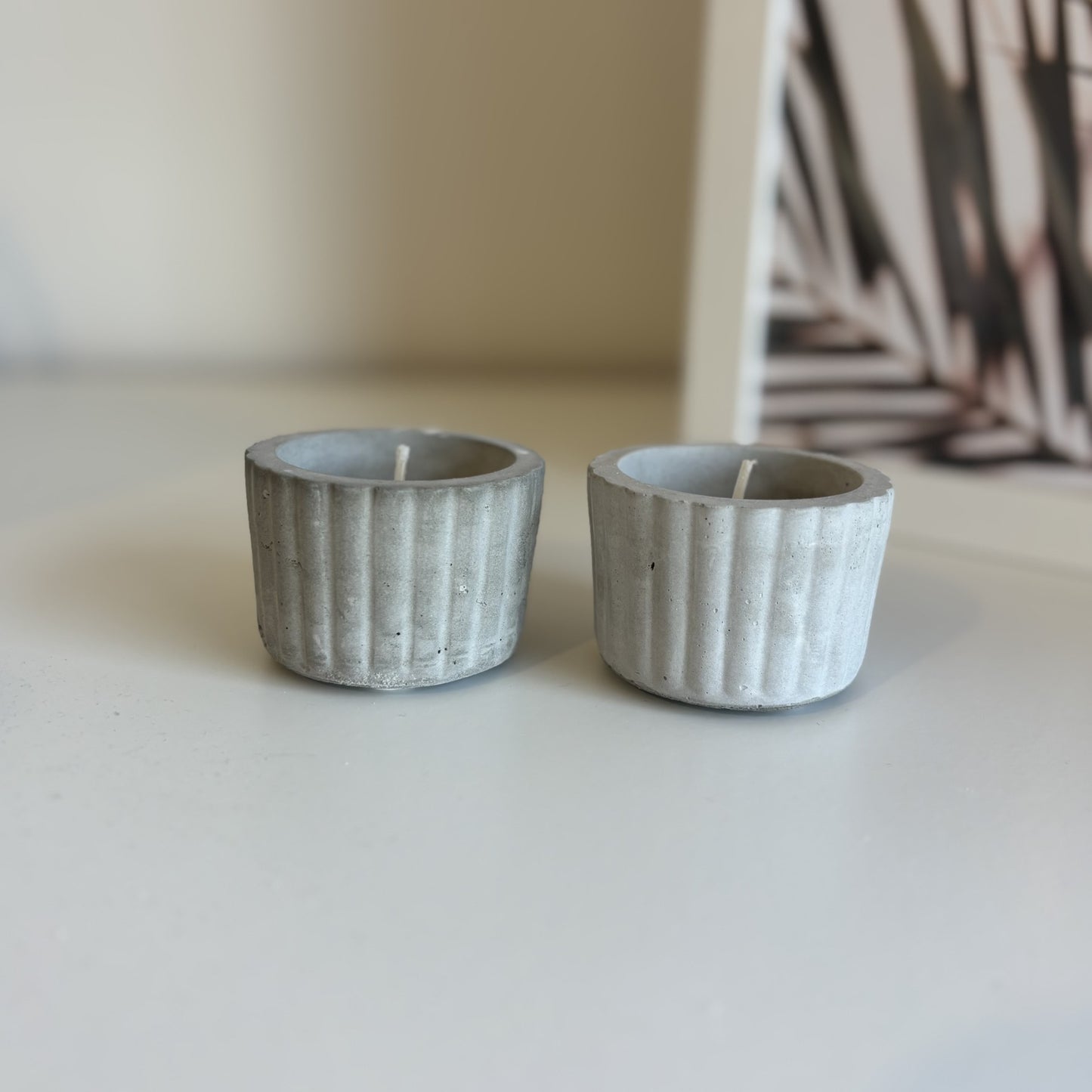 Concrete Ribbed Tealight Holders | Candle Holders | Wedding Table Decorations