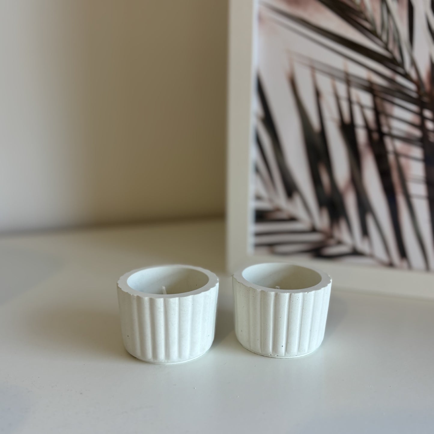Concrete Ribbed Tealight Holders | Candle Holders | Wedding Table Decorations