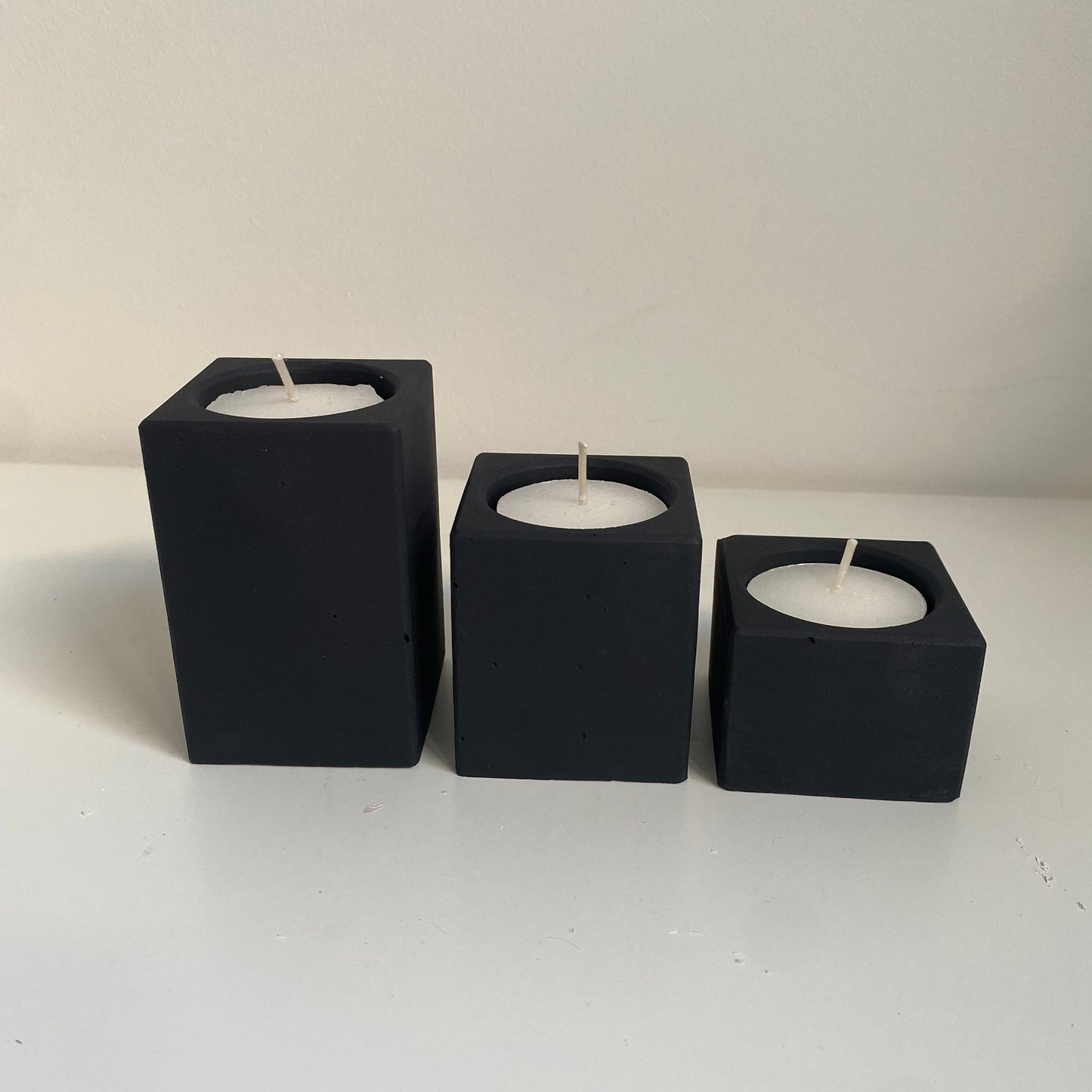 Set of 3 Concrete Cube Classic Tealight Holders | Candle Square Holders | Home Decor | Minimalist Decor | Stocking Filler