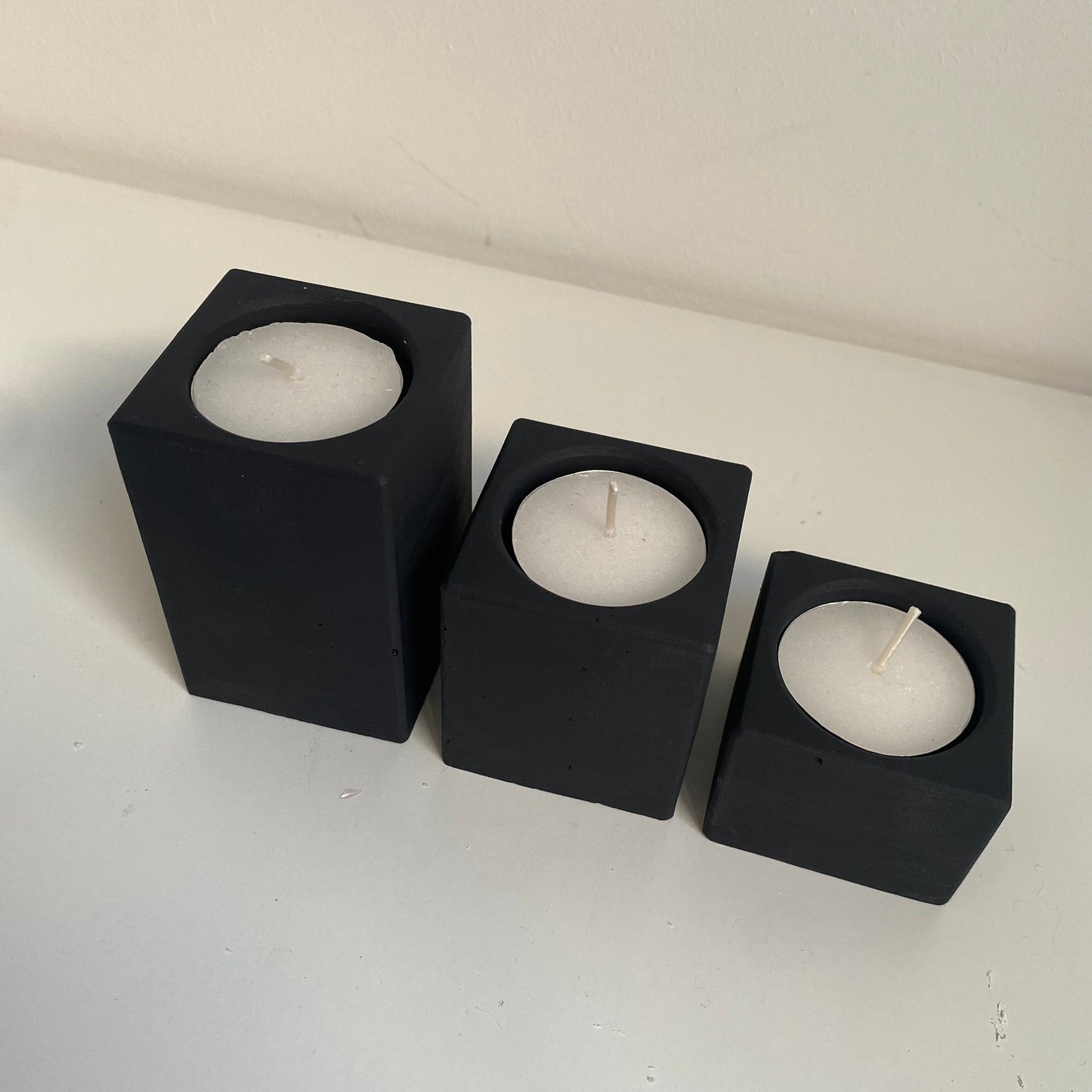 Set of 3 Concrete Cube Classic Tealight Holders | Candle Square Holders | Home Decor | Minimalist Decor | Stocking Filler