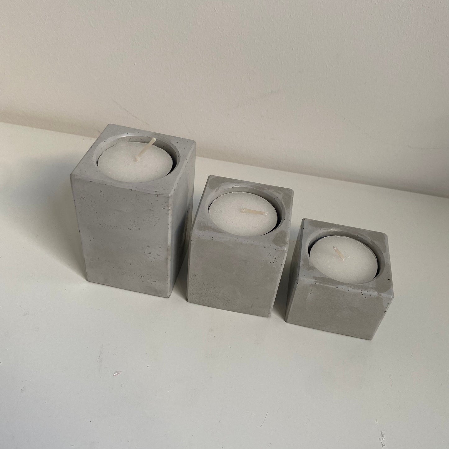 Set of 3 Concrete Cube Classic Tealight Holders | Candle Square Holders | Home Decor | Minimalist Decor | Stocking Filler