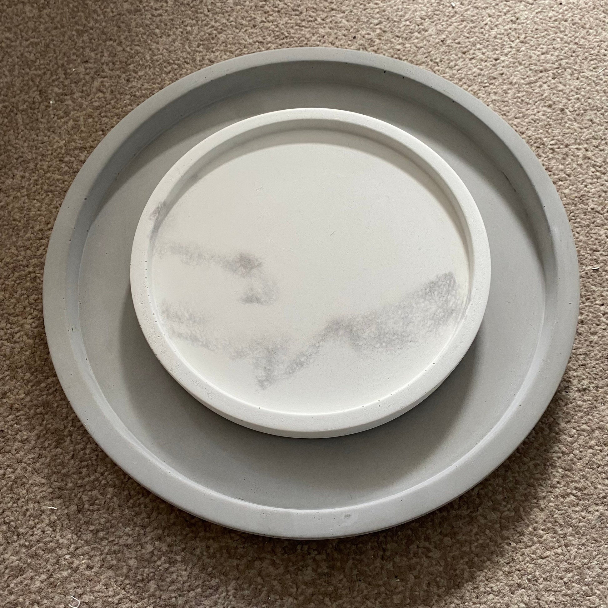 Large Concrete Round Tray | Decorative Display Tray