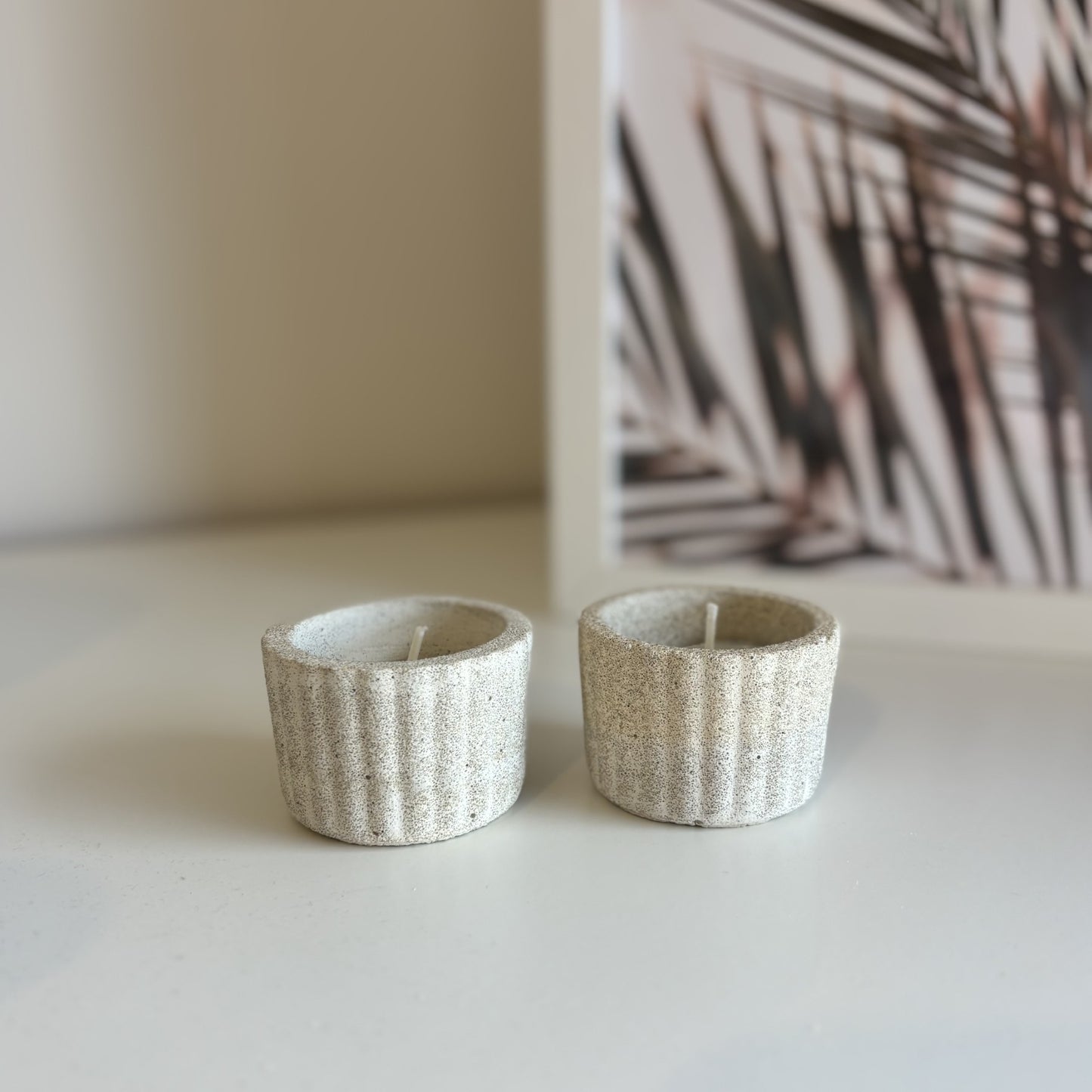 Concrete Ribbed Tealight Holders | Candle Holders | Wedding Table Decorations
