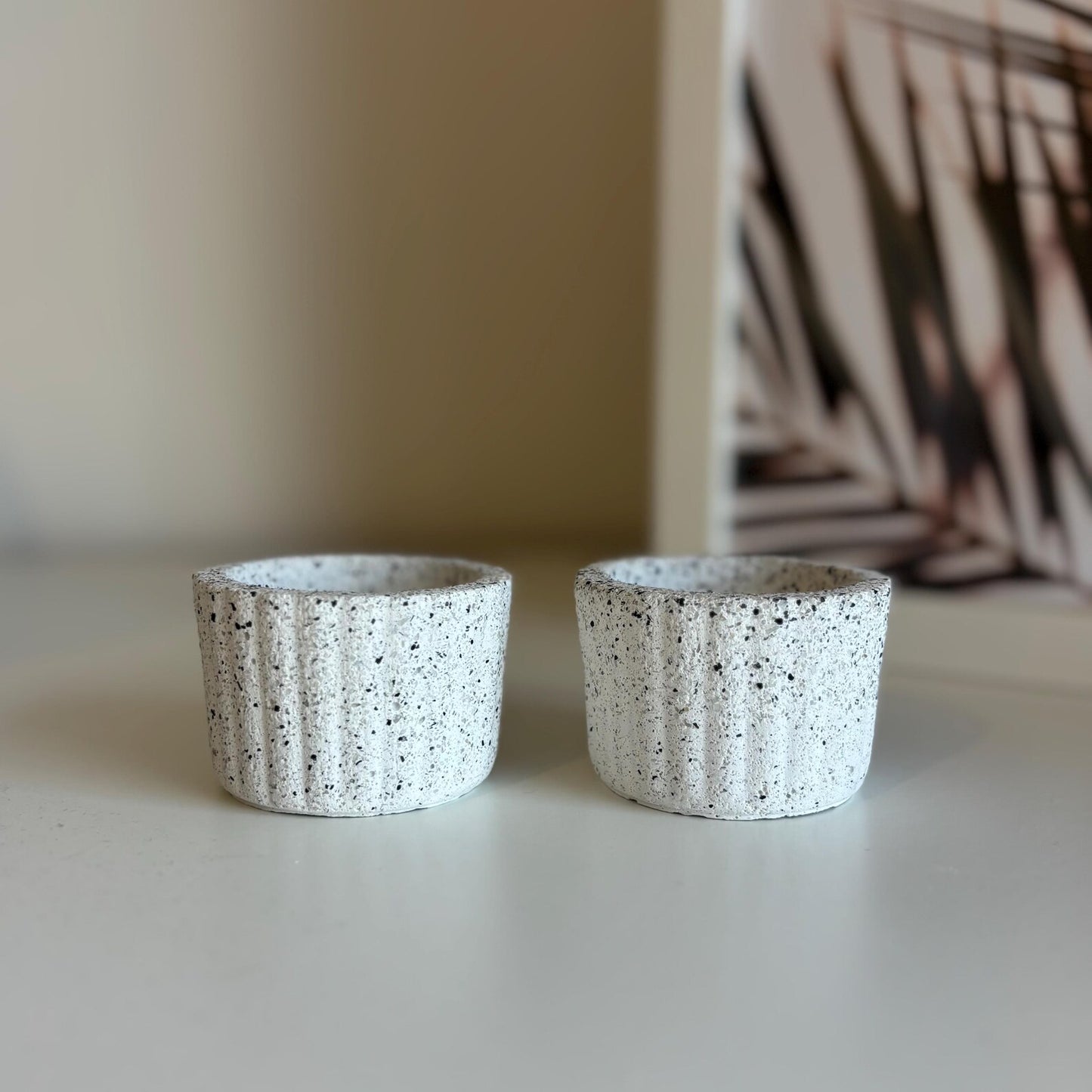 Concrete Ribbed Tealight Holders | Candle Holders | Wedding Table Decorations