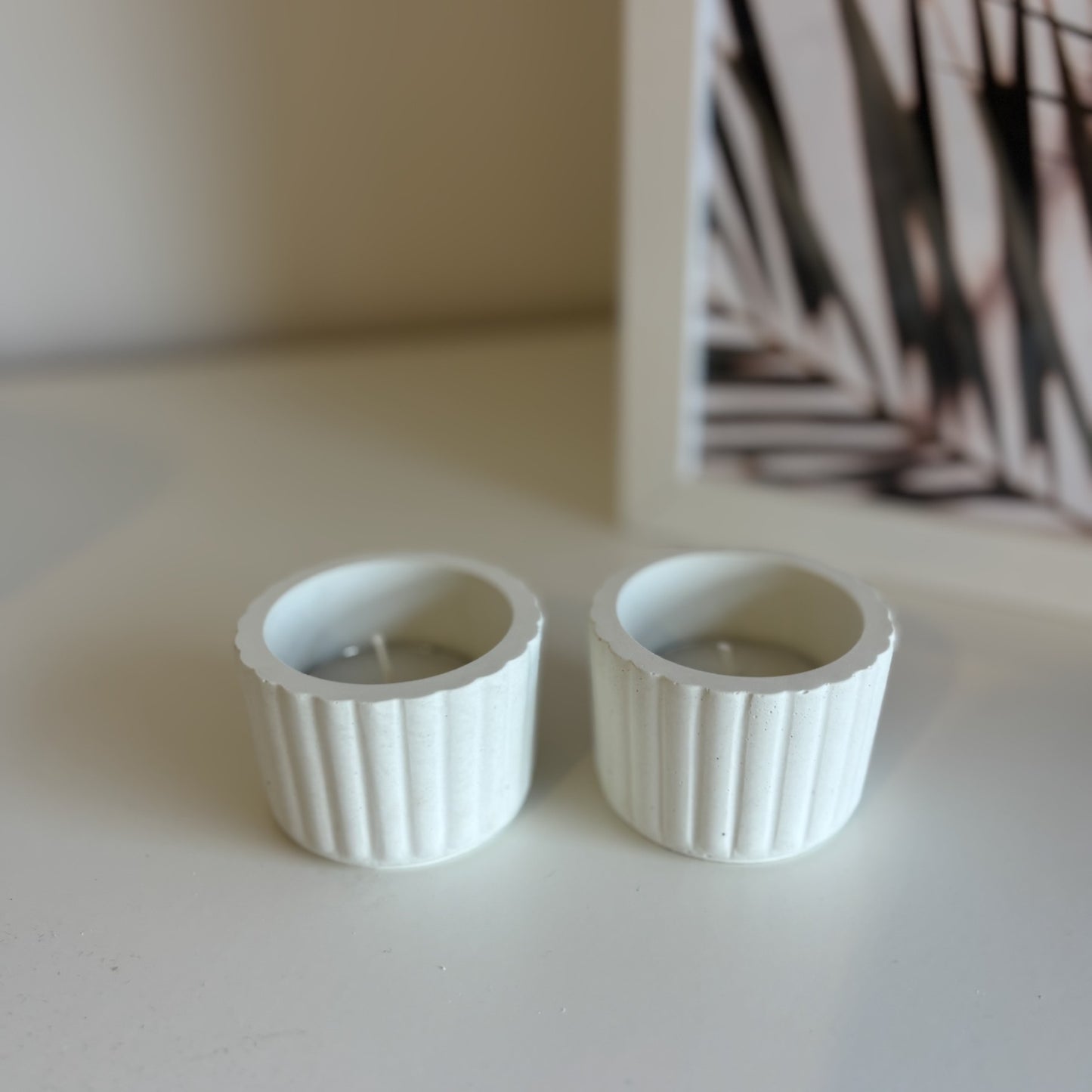 Concrete Ribbed Tealight Holders | Candle Holders | Wedding Table Decorations