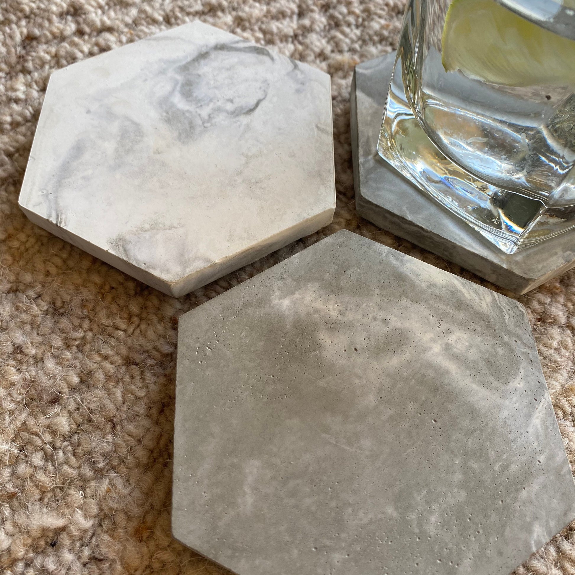 Concrete Hexagon Coasters | Decorative Coasters | Table Accessories