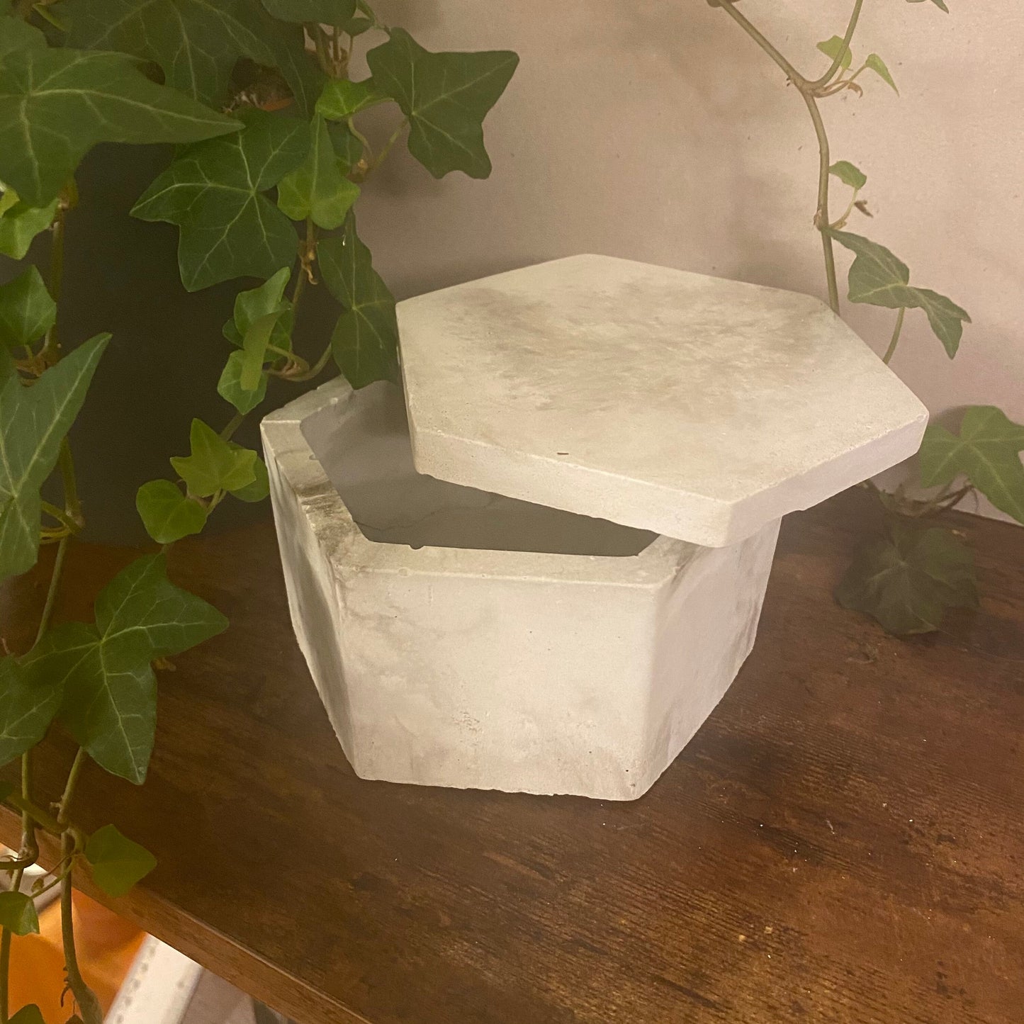 Concrete Hexagon Jewellery Box | Pot | Pinch Pot | Salt Cellar | Storage Pot