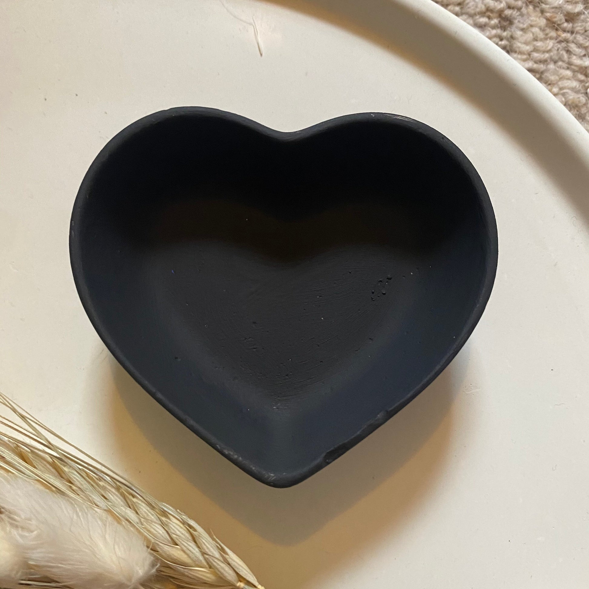 Matt Black Concrete Heart Trinket Dish | Jewellery Dish | Jewellery Storage