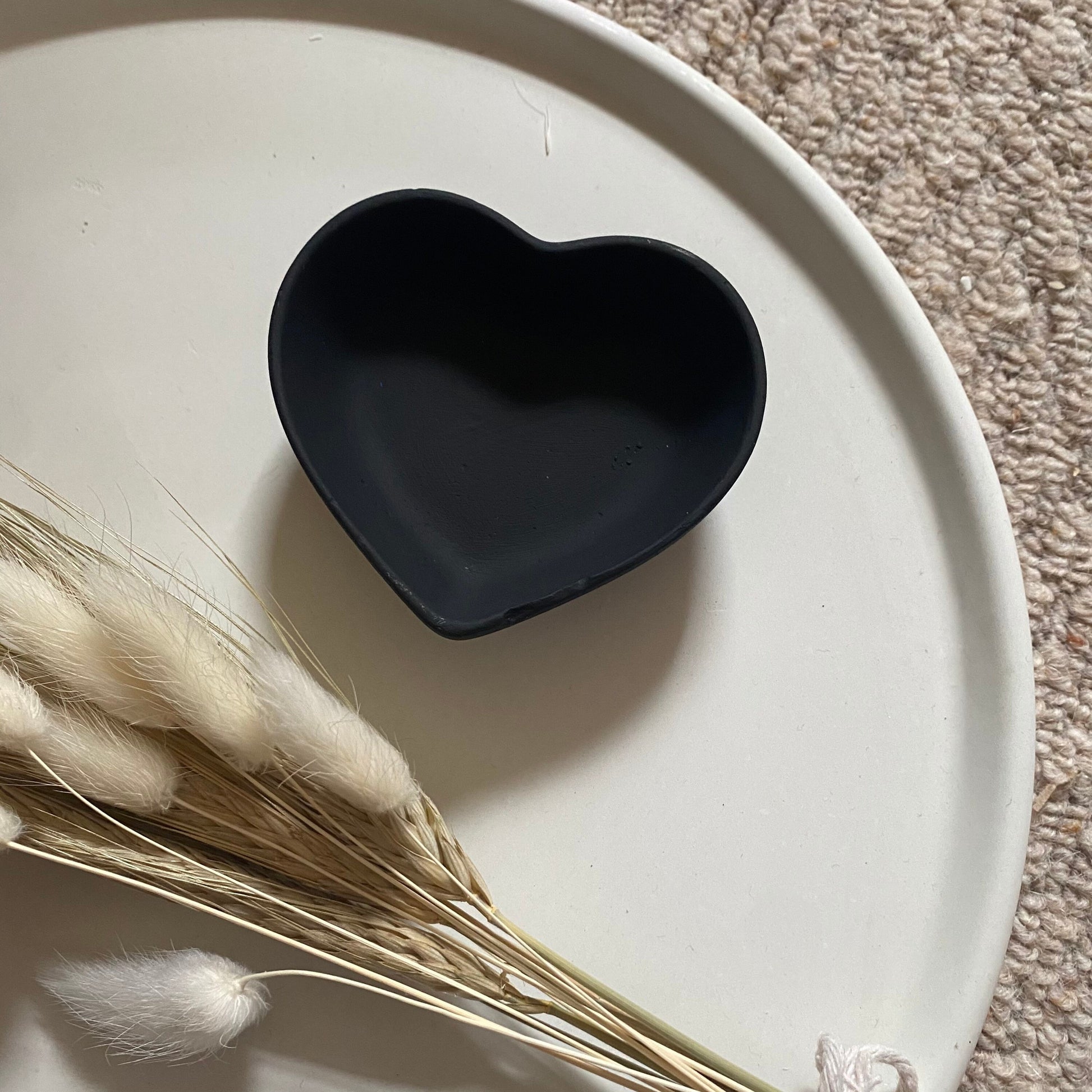 Matt Black Concrete Heart Trinket Dish | Jewellery Dish | Jewellery Storage