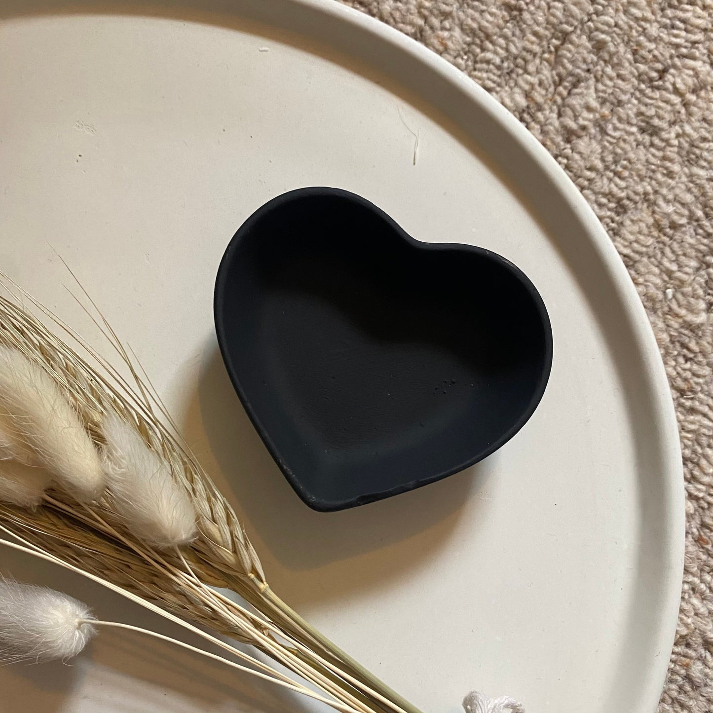 Matt Black Concrete Heart Trinket Dish | Jewellery Dish | Jewellery Storage