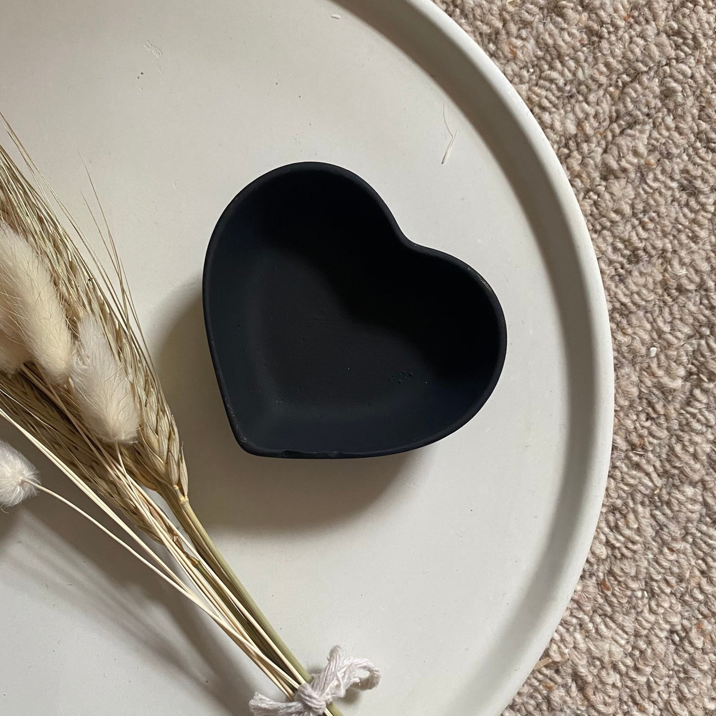 Matt Black Concrete Heart Trinket Dish | Jewellery Dish | Jewellery Storage