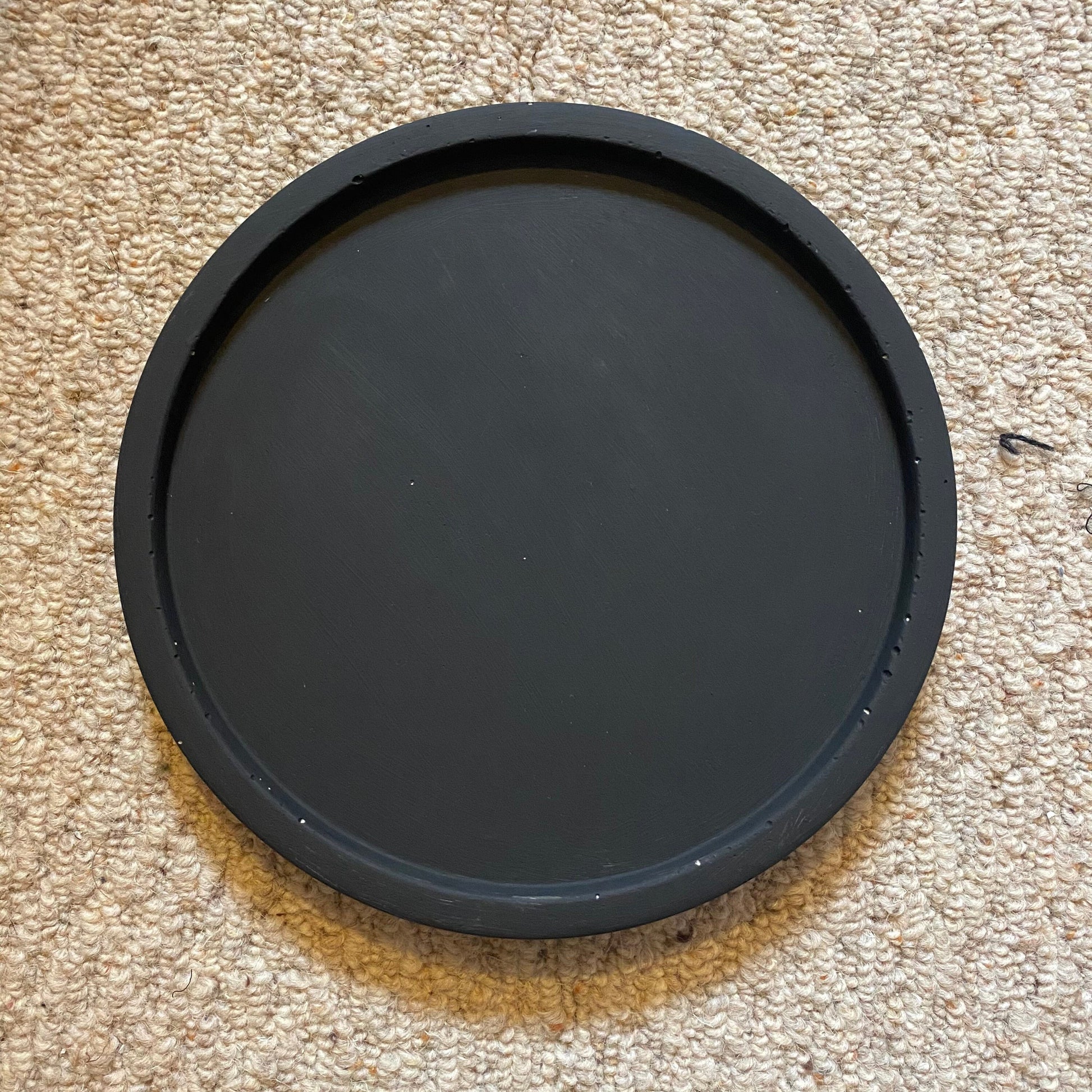 Matt Black Concrete Round Tray | Decorative Display Tray