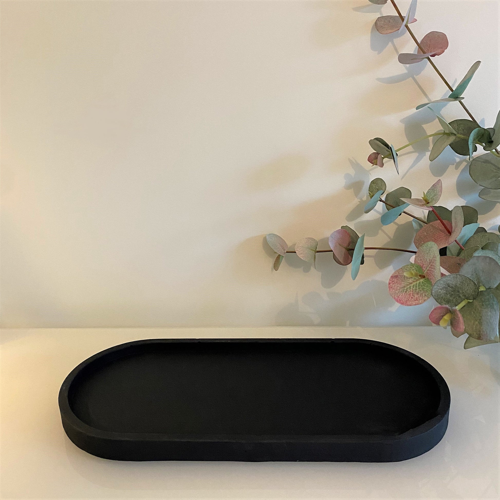 Concrete Large Matt Black Oval Styling Tray | Display Tray | Decorative Tray