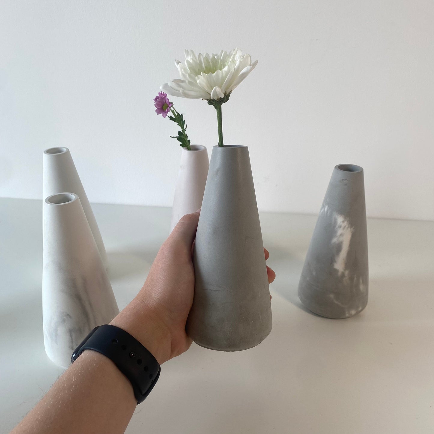 Concrete Minimal Tall Bud Vase | Decorative Vase | Dried Flower Vase