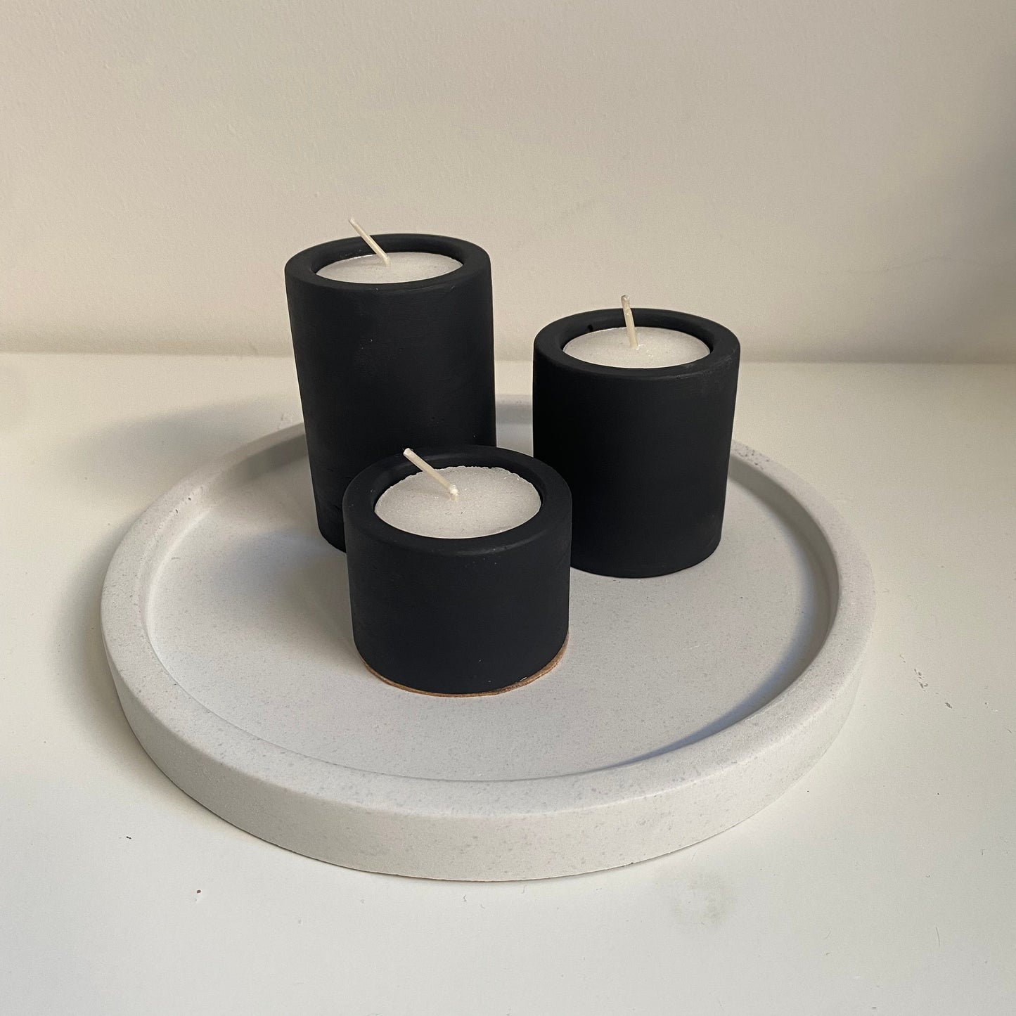 Set of 3 Concrete Circular Classic Tealight Holders | Candle Holders | Home Decor | Minimalist Decor | Stocking Filler