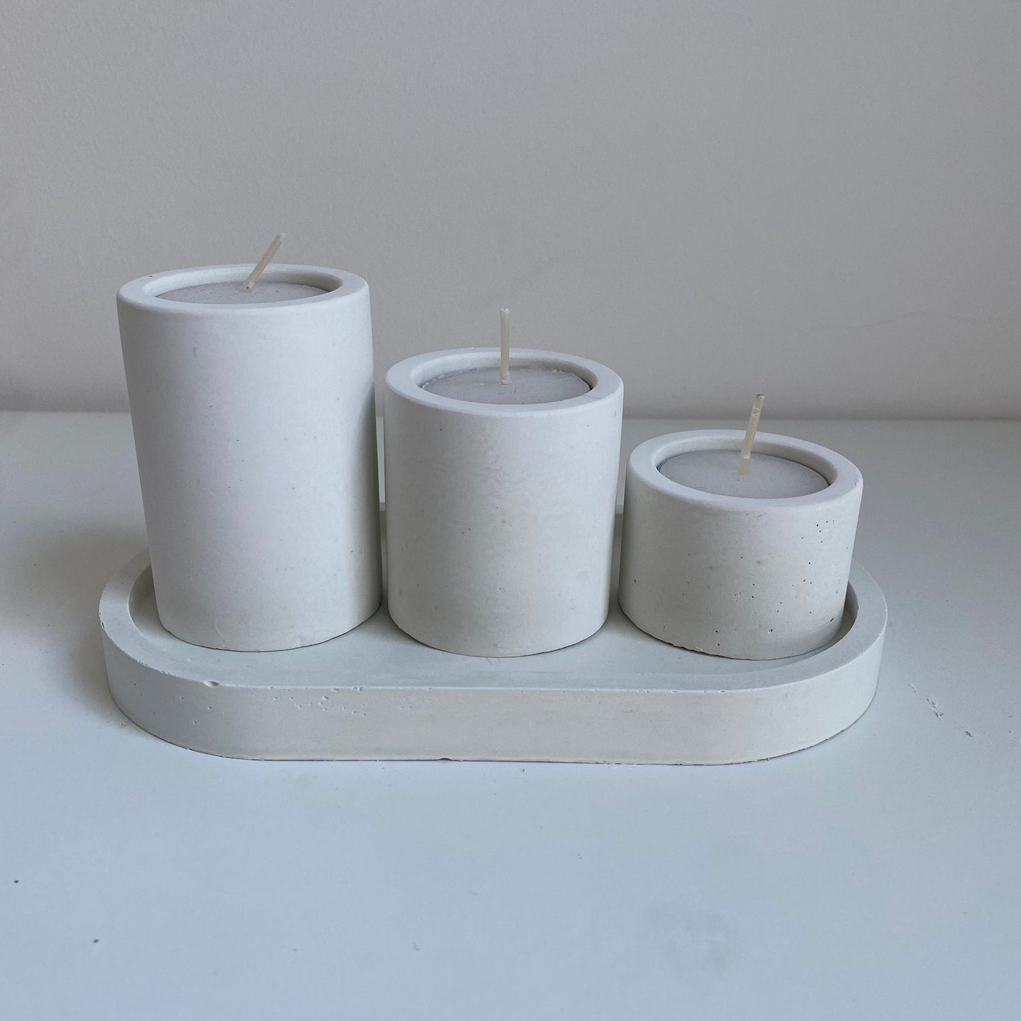 Set of 3 Concrete Circular Classic Tealight Holders | Candle Holders | Home Decor | Minimalist Decor | Stocking Filler