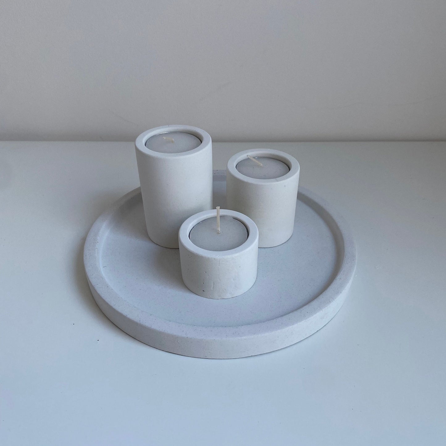 Set of 3 Concrete Circular Classic Tealight Holders | Candle Holders | Home Decor | Minimalist Decor | Stocking Filler