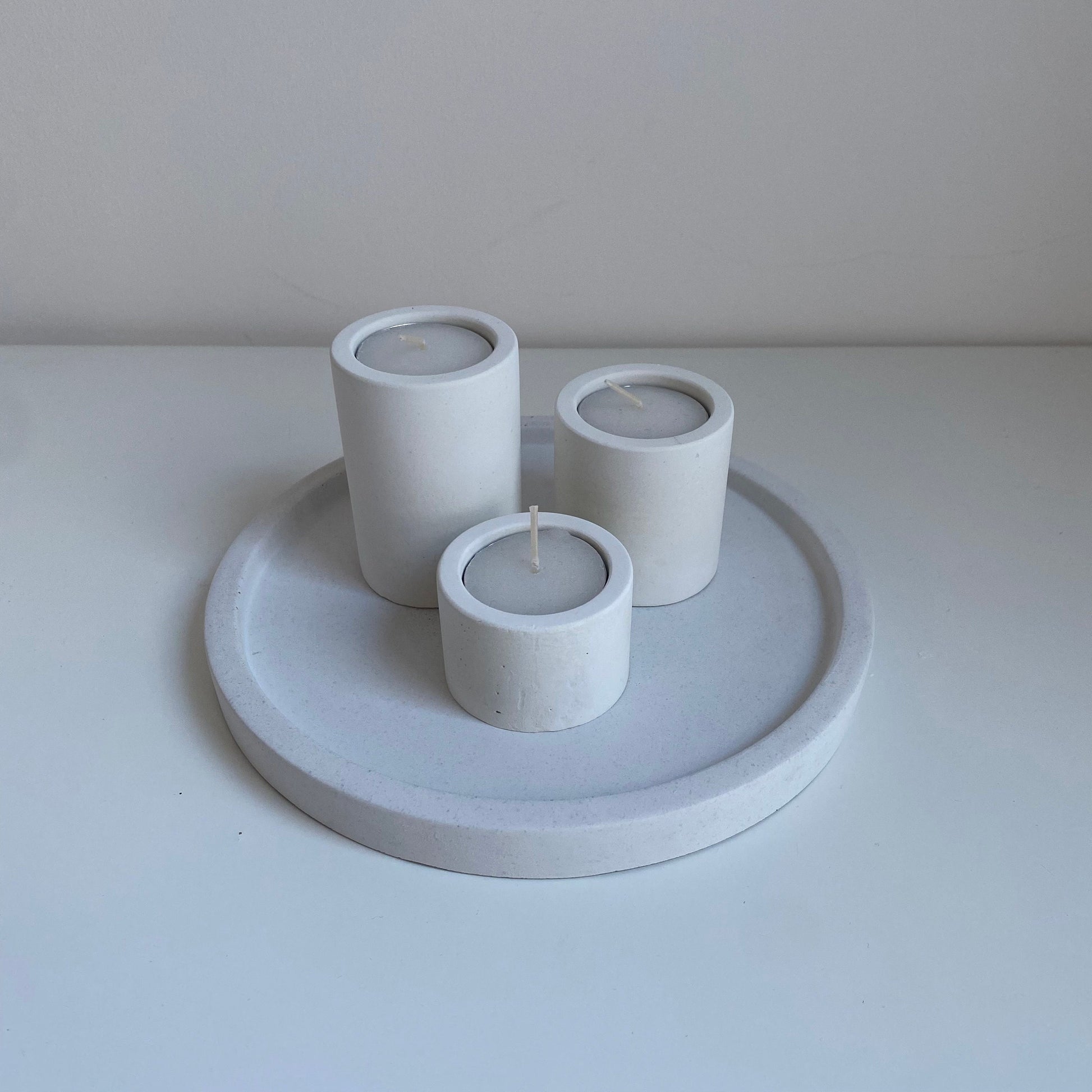 Set of 3 Concrete Circular Classic Tealight Holders | Candle Holders | Home Decor | Minimalist Decor | Stocking Filler