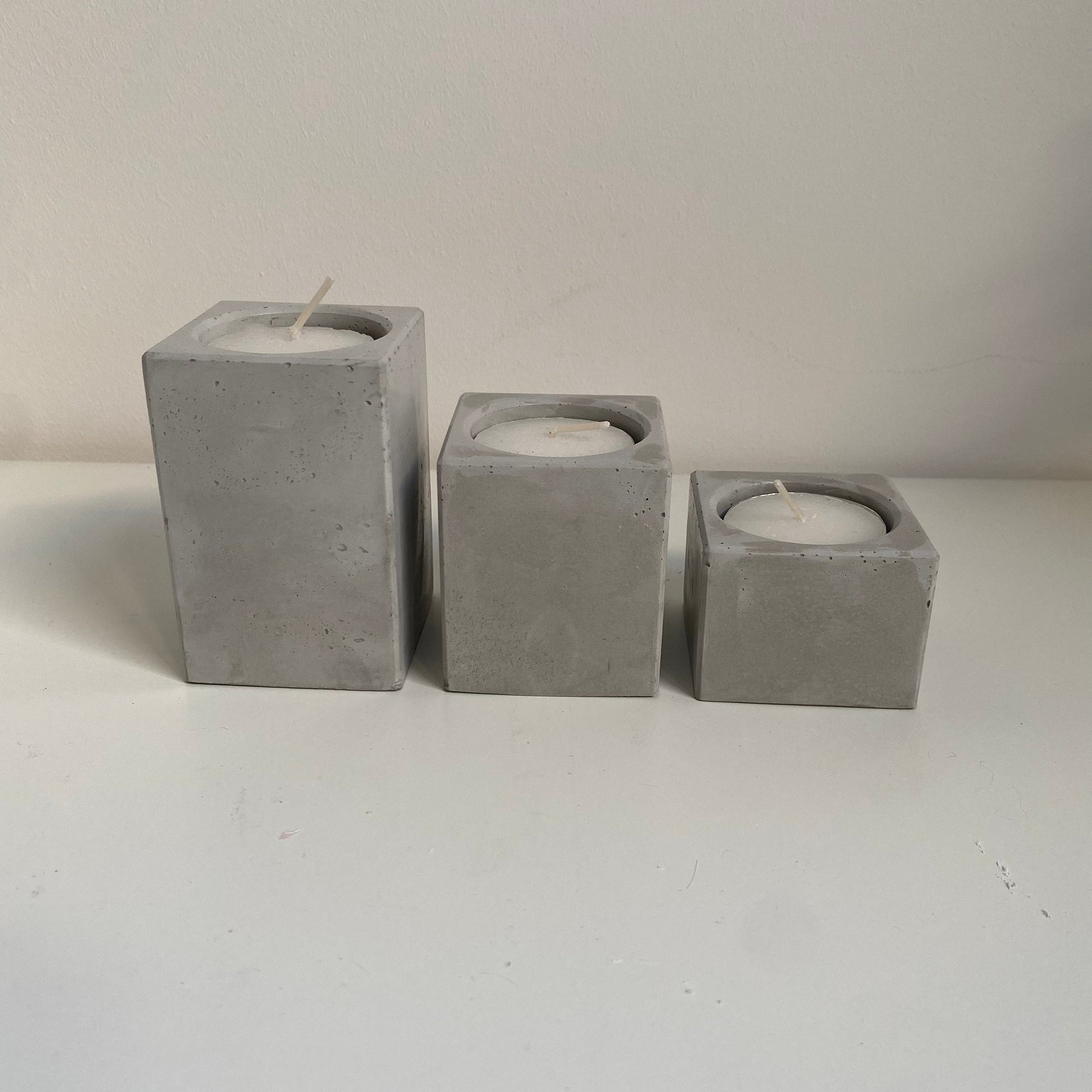 Set of 3 Concrete Cube Classic Tealight Holders | Candle Square Holders | Home Decor | Minimalist Decor | Stocking Filler