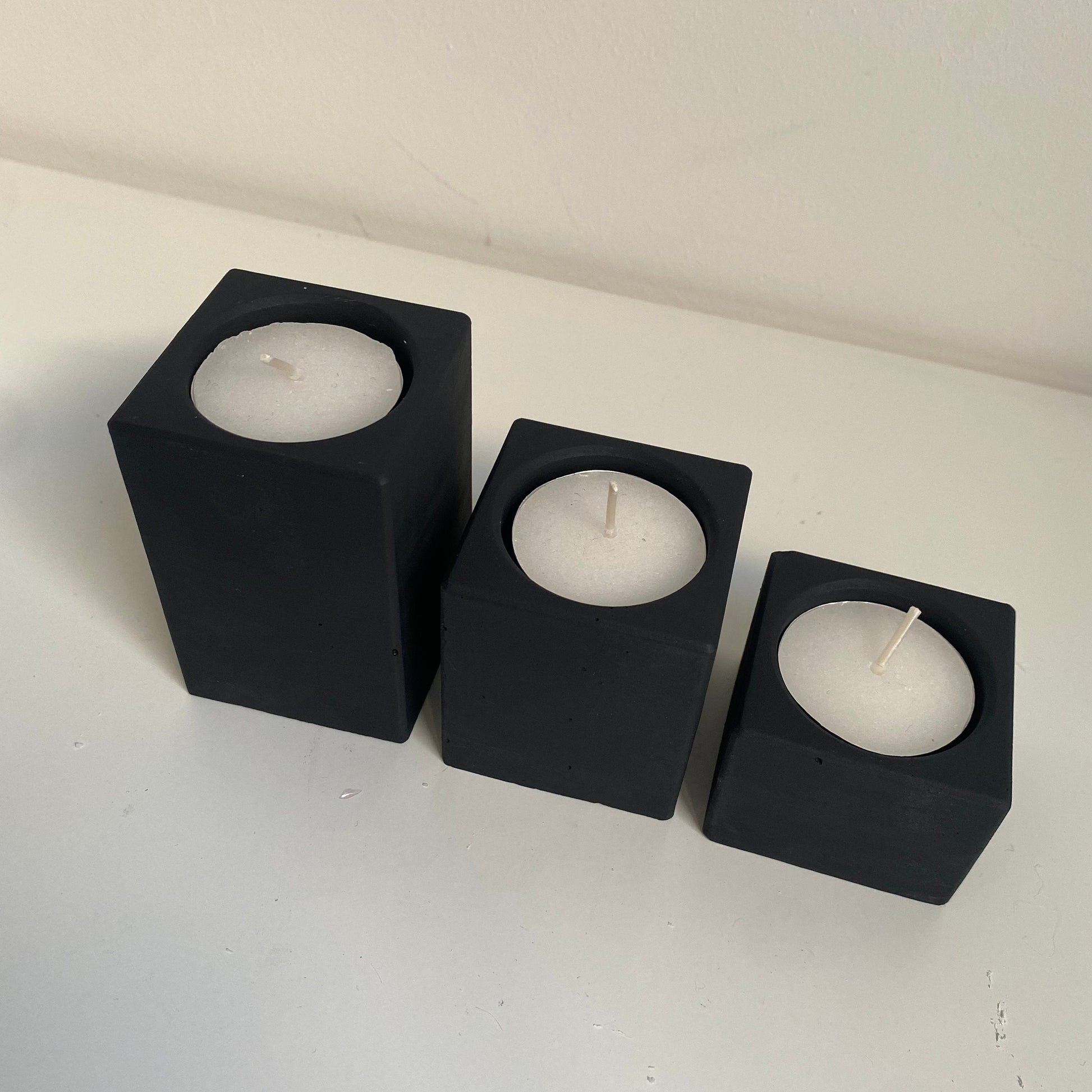 Set of 3 Concrete Cube Classic Tealight Holders | Candle Square Holders | Home Decor | Minimalist Decor | Stocking Filler