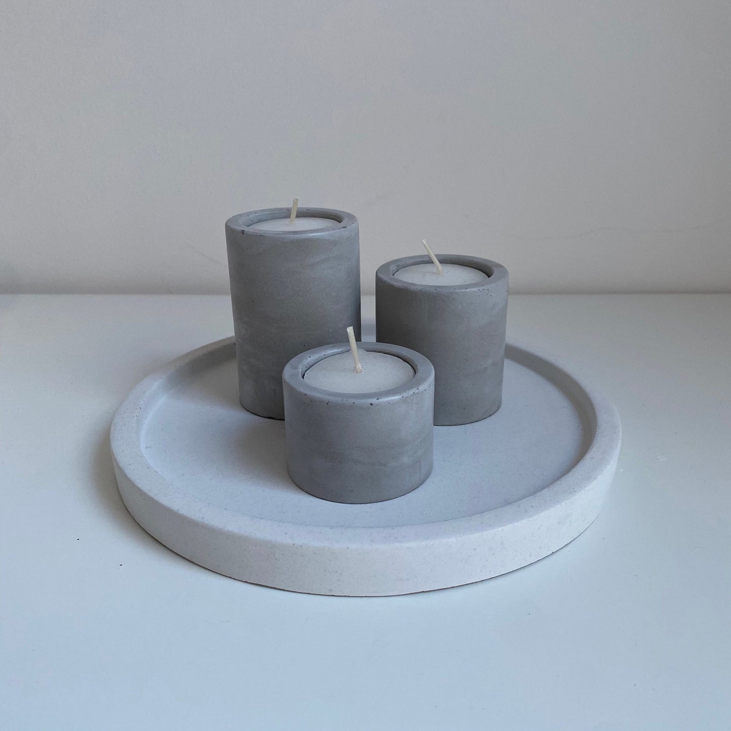 Set of 3 Concrete Circular Classic Tealight Holders | Candle Holders | Home Decor | Minimalist Decor | Stocking Filler