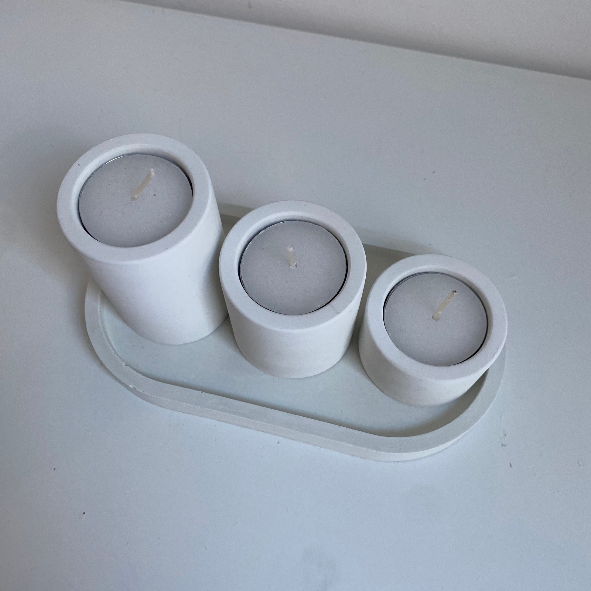 Set of 3 Concrete Circular Classic Tealight Holders | Candle Holders | Home Decor | Minimalist Decor | Stocking Filler