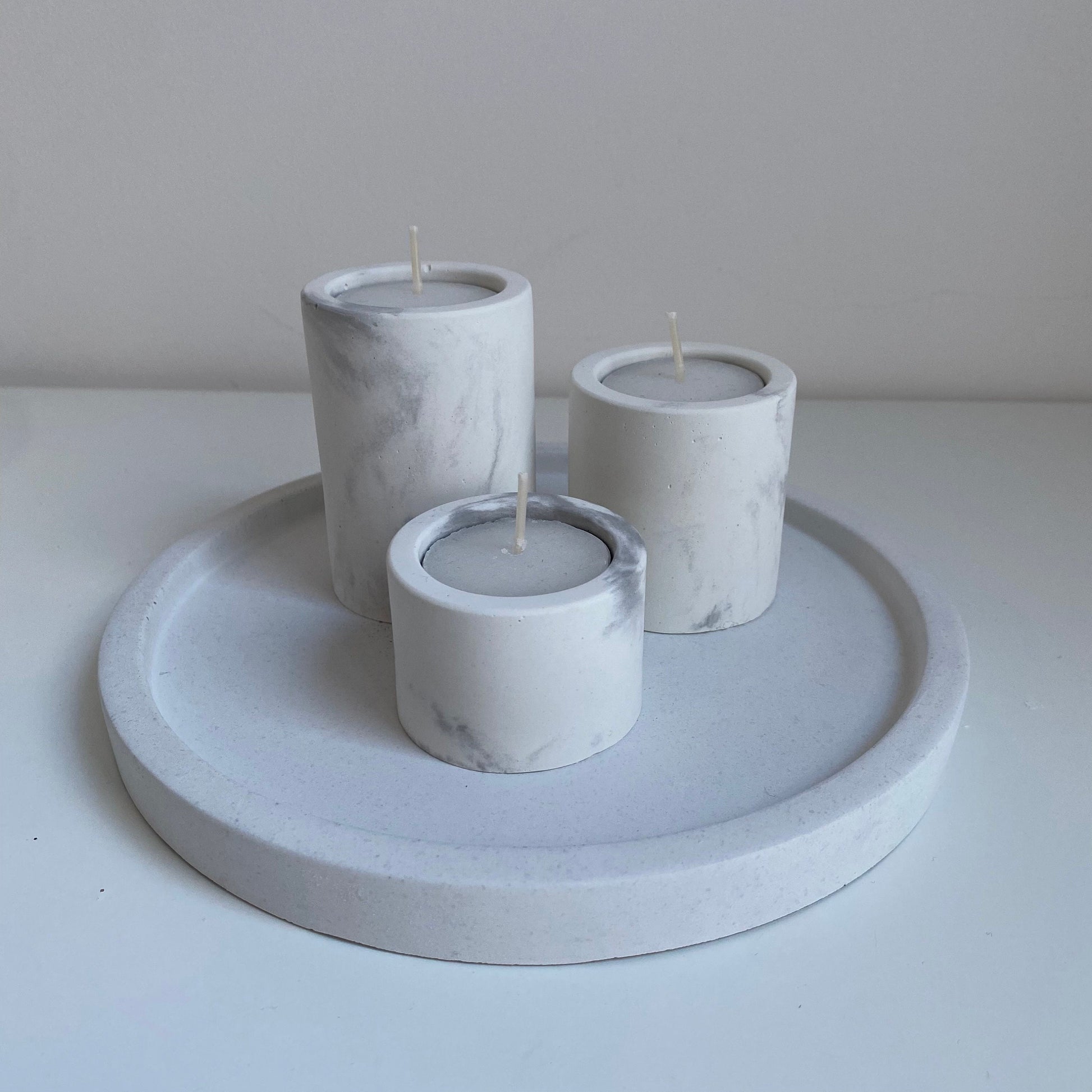 Set of 3 Concrete Circular Classic Tealight Holders | Candle Holders | Home Decor | Minimalist Decor | Stocking Filler