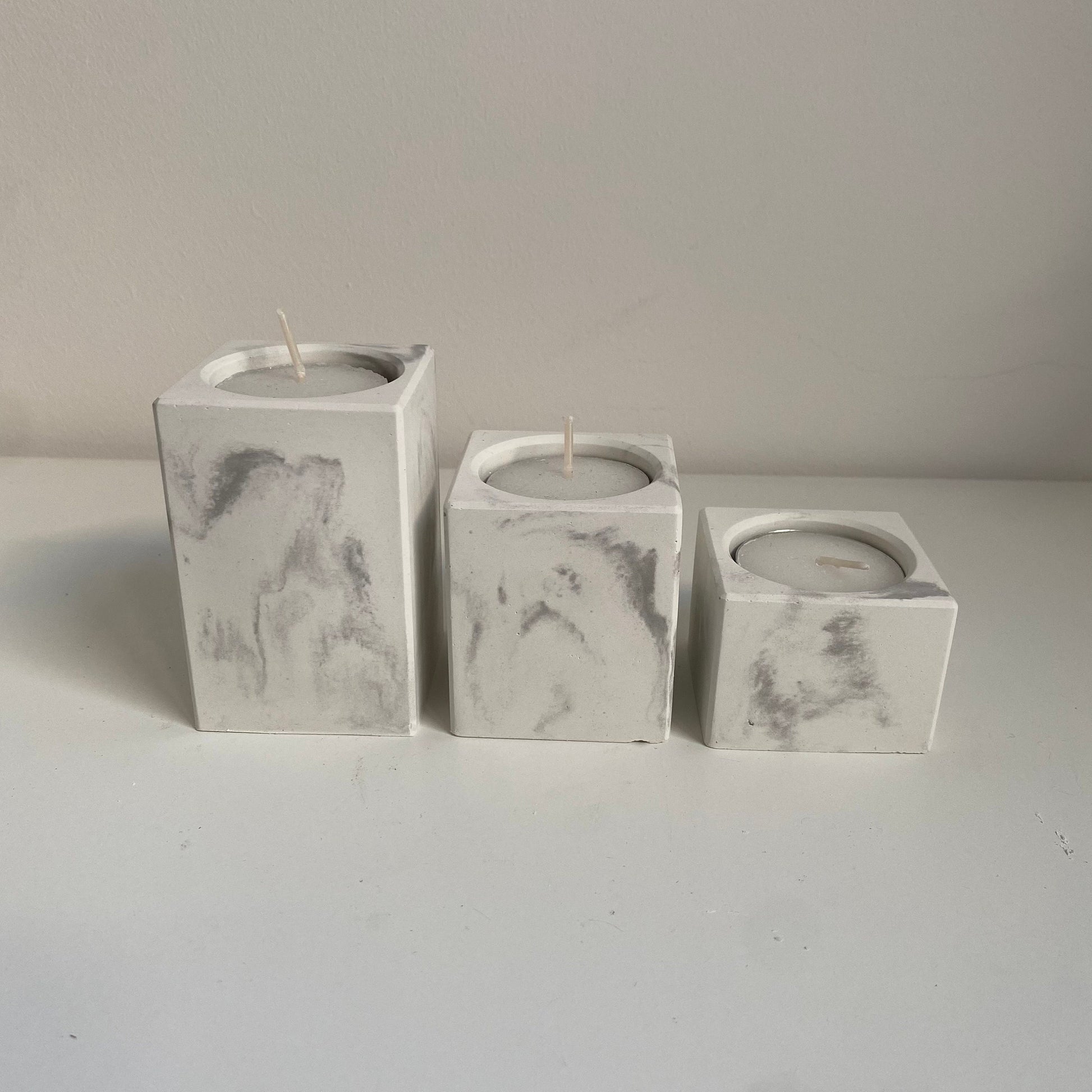 Set of 3 Concrete Cube Classic Tealight Holders | Candle Square Holders | Home Decor | Minimalist Decor | Stocking Filler