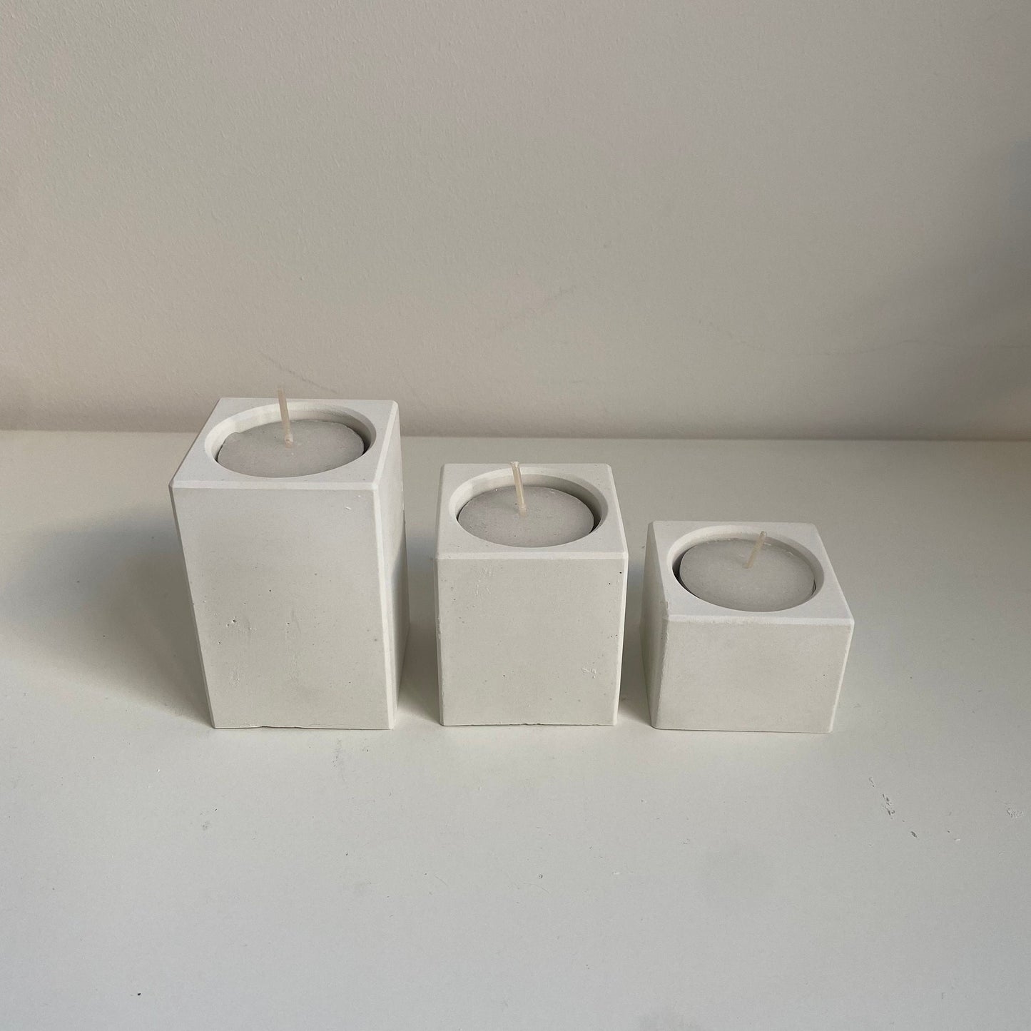 Set of 3 Concrete Cube Classic Tealight Holders | Candle Square Holders | Home Decor | Minimalist Decor | Stocking Filler