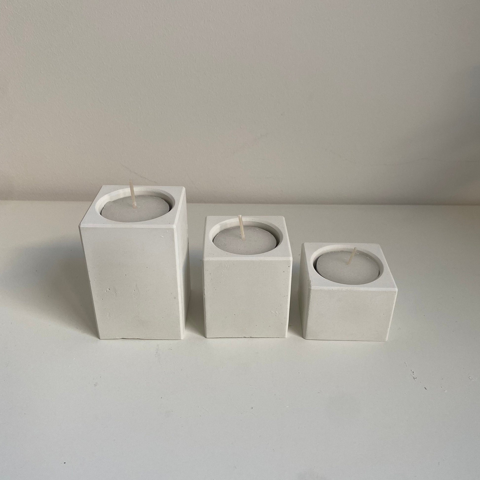 Set of 3 Concrete Cube Classic Tealight Holders | Candle Square Holders | Home Decor | Minimalist Decor | Stocking Filler