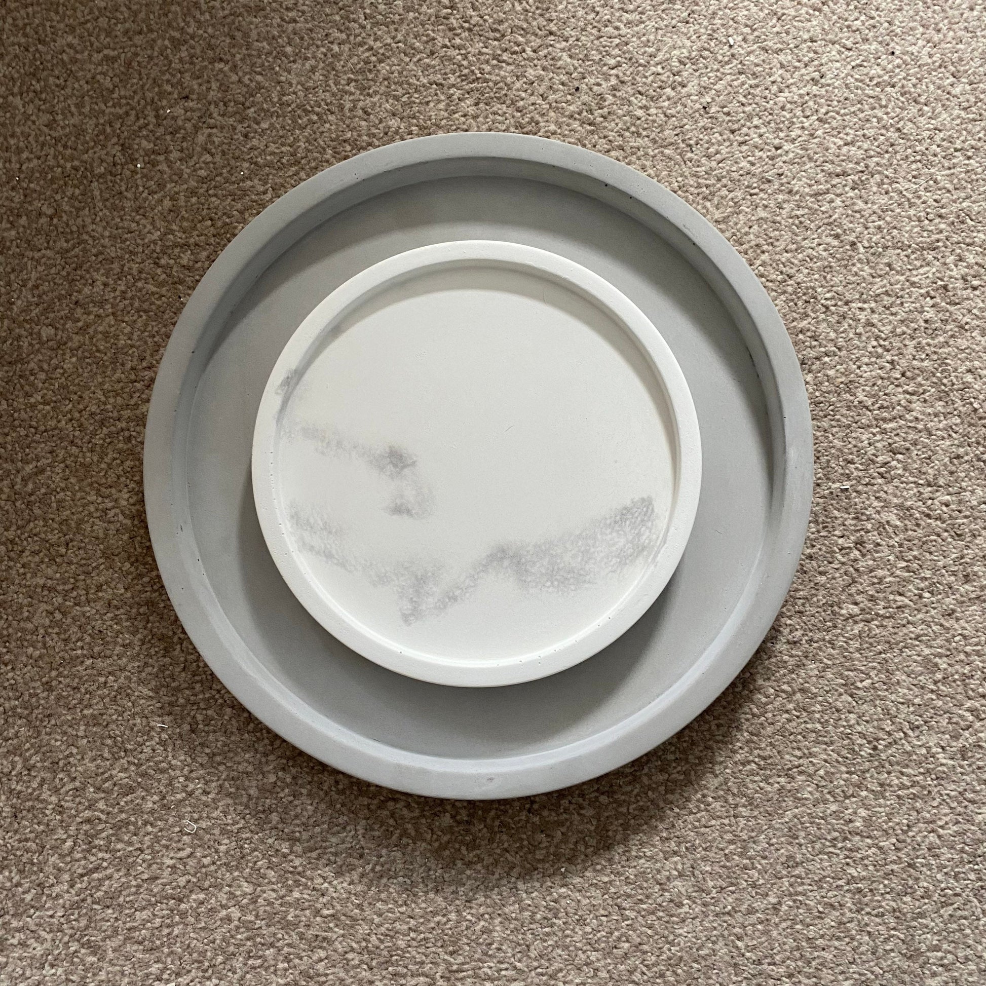 Large Concrete Round Tray | Decorative Display Tray