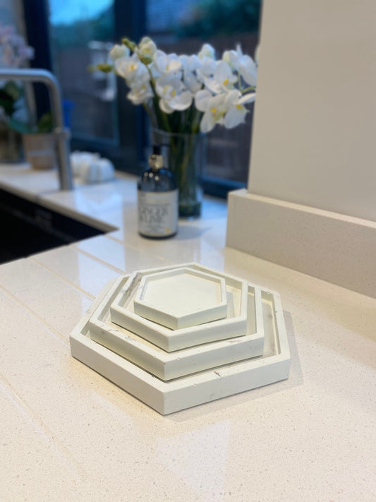 Multiple Sizes Concrete Hexagon Decorative Tray | Display Tray | Hexagon | Wedding Gift