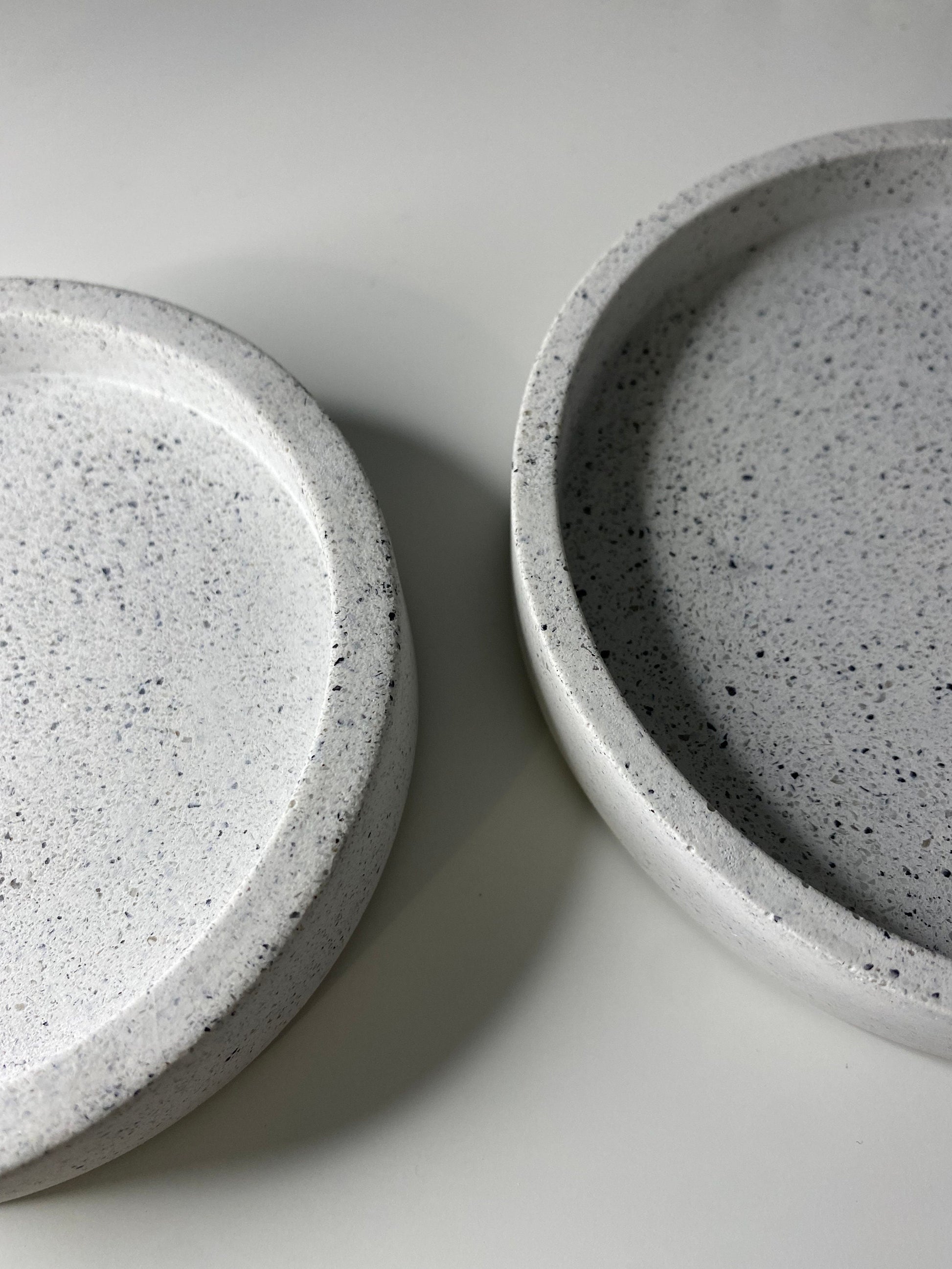 Multiple Sizes Granite Terrazzo Small Round Decorative Trays | Soap Bottle Dish | Display Trays