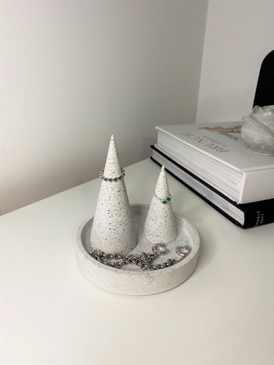 Granite Terrazzo Ring Holder | Jewellery Ring Display | Ring Cone | Jewellery Storage Organiser