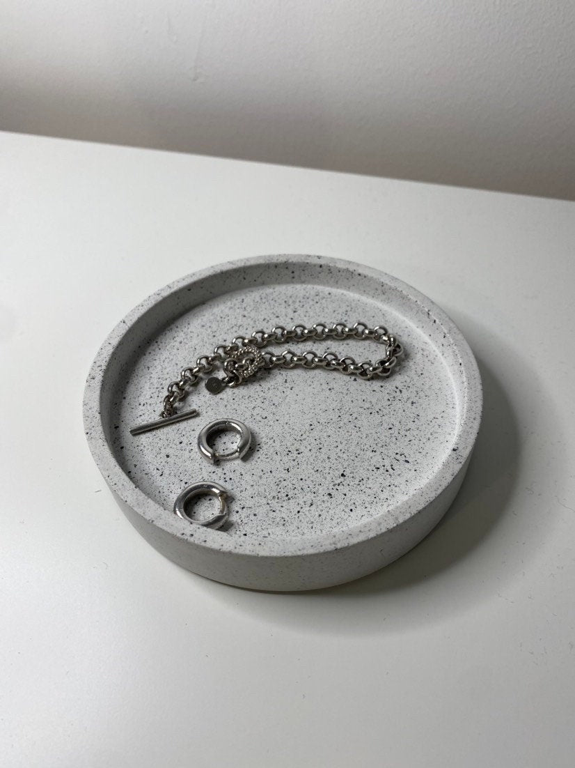 Multiple Sizes Granite Terrazzo Small Round Decorative Trays | Soap Bottle Dish | Display Trays