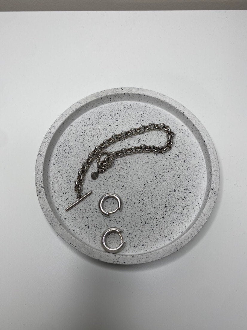 Multiple Sizes Granite Terrazzo Small Round Decorative Trays | Soap Bottle Dish | Display Trays