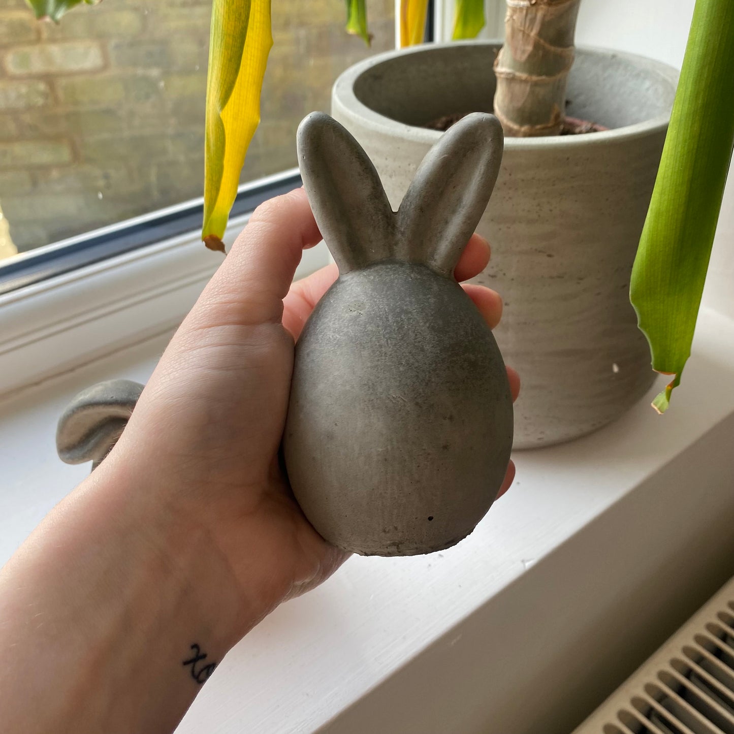 Concrete Easter Egg with Bunny Ears | Easter Bunny | Easter Egg | Easter Decor | Spring Rabbit Ornament